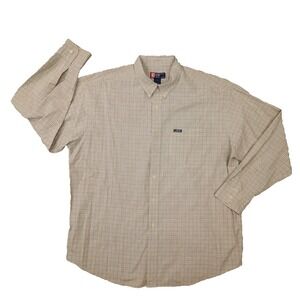 Chaps Ralph Lauren Vintage Beige Plaid Long Sleeve Button Up Shirt‎ size XXL